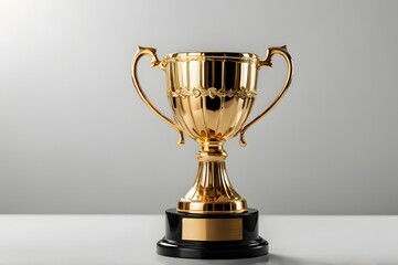 Trophy on white. Golden trophy cup on white background