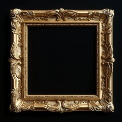 Luxurious Ornate Gold Frame. Vintage Empty Picture Frame for Elegant Baroque Art Display & Interior Design
