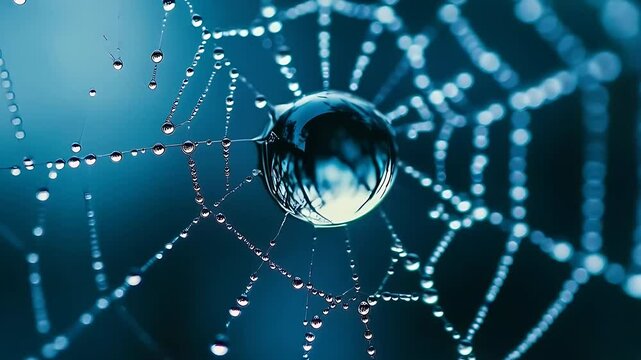 Water drop in spider web