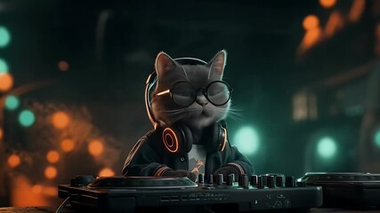 Cool DJ Cat making music