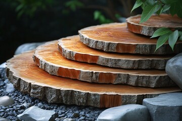 Nature-Inspired Rustic Wooden Discs. Perfect for Zen Garden Landscaping and Outdoor Decor