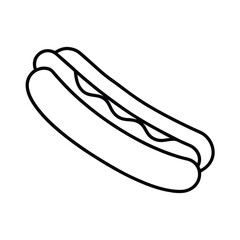 Hot dog line drawing simple fast food illustration