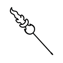 Grilled marshmallow on a stick line drawing illustration