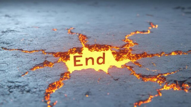 Cracked Earth End:  The word "End" appears amid a cracked, fiery terrain, possibly symbolizing finality, conclusion, or transformation.