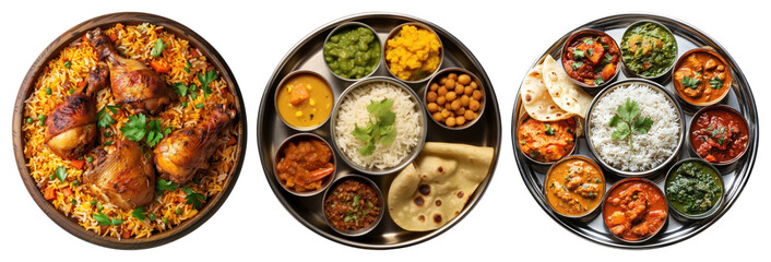 PNG Delicious Indian cuisine platter, element set on transparent background