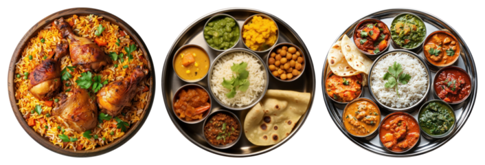 PNG Delicious Indian cuisine platter, element set on transparent background