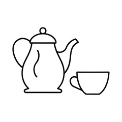Teapot and teacup line drawing simple illustration
