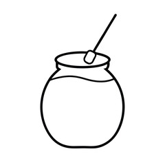 Line drawing of a jar with a straw and a marshmallow