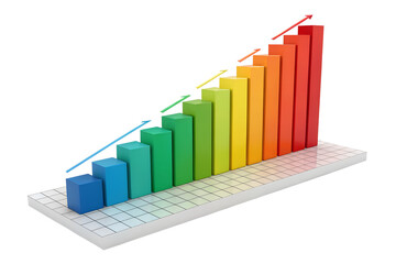 Colorful 3d bar graph representing growth PNG Image