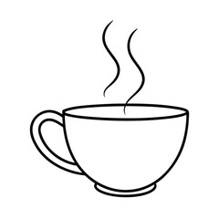 Hot drink in a mug line drawing illustration