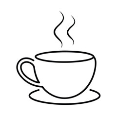 Hot coffee cup line drawing simple illustration