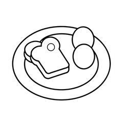 Simple line drawing breakfast plate toast eggs