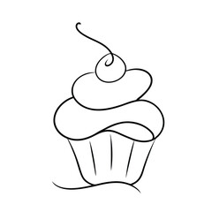 Delicious cupcake line drawing sweet treat bakery dessert