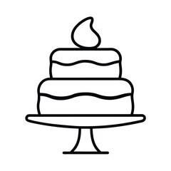 Delicious two layered cake line drawing illustration