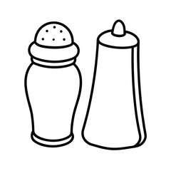 Simple line drawing of salt and pepper shakers