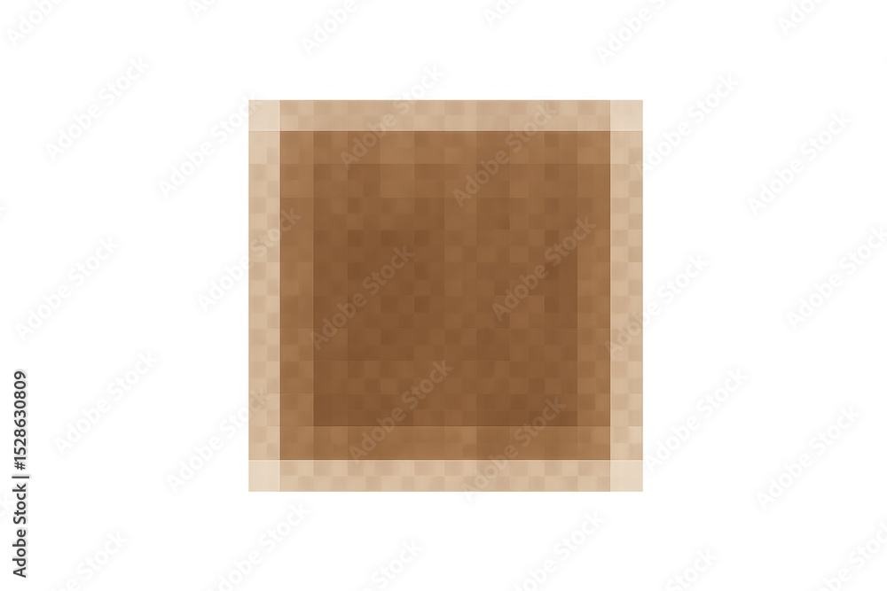 Poster pixelated cardboard square on a transparent background, offering a simple and versatile graphic elem