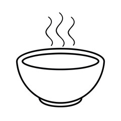 Hot soup bowl line drawing simple illustration