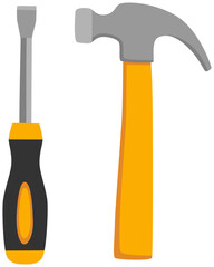 Screwdriver and Hammer Icon, Maintenance Concept