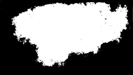 Distressed Grunge Frame with Rough Ink Texture on Black Background