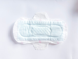 Absorbent Disposable Sanitary Pad with Soft White Material and Adhesive Backing for Feminine Hygiene