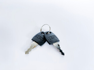 Pair of Car Keys with Rubber Key Covers on White Background