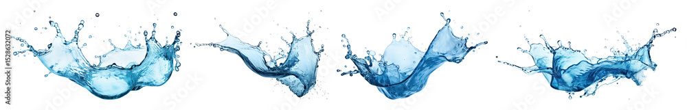 Poster png dynamic water splash sequence, element set on transparent background