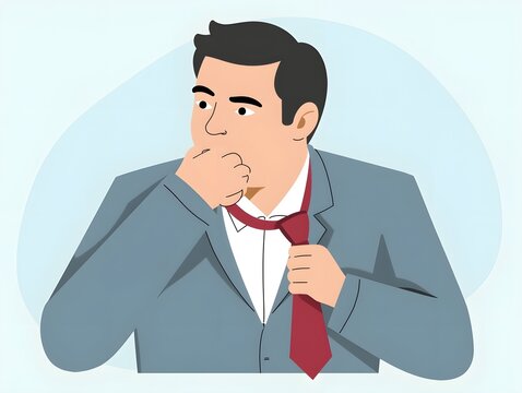 A formal illustration of a man adjusting his tie, symbolizing business, professionalism, and preparation in a modern style.