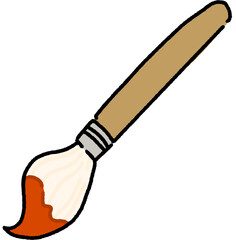 A cute hand-drawn paint brush illustration perfect for kids' art class and educational materials.