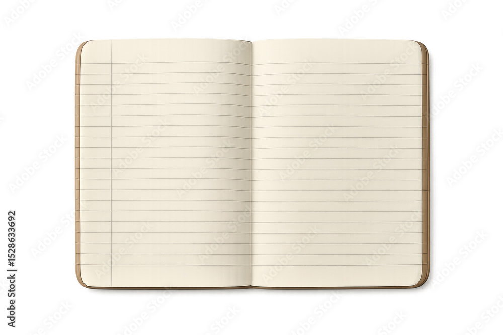 Aufkleber open notebook showing blank lined pages on a transparent background, ready for writing or drawing