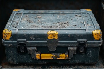 Dirty Toolbox with Heavy-Duty Tools for Construction and Maintenance - Weathered Industrial Equipment for Worksites and Home Improvement