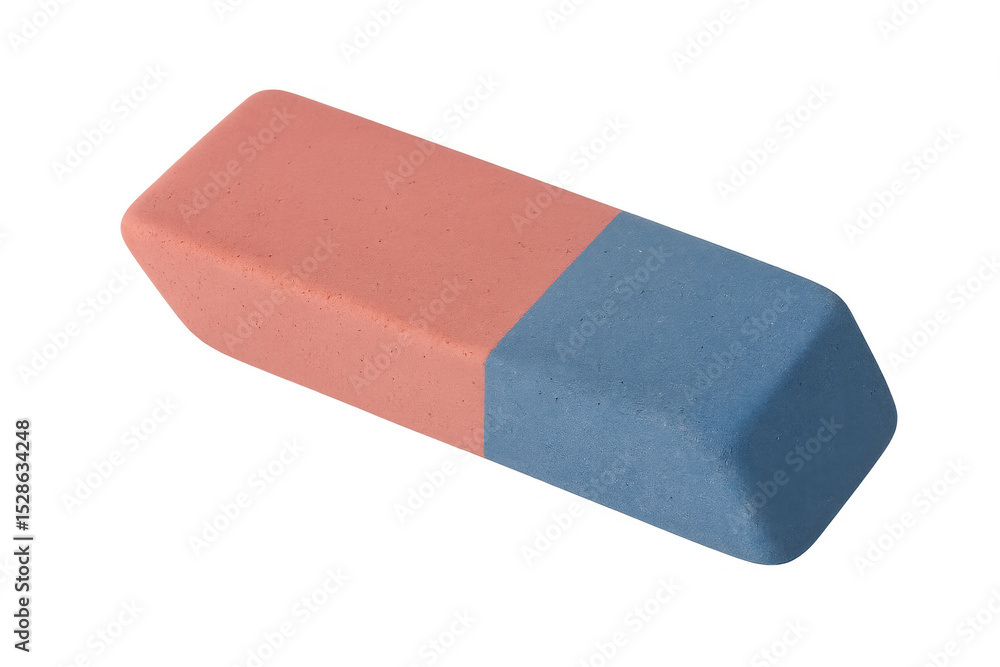 Poster classic two-tone eraser isolated on transparent background, ready for compositing into any project
