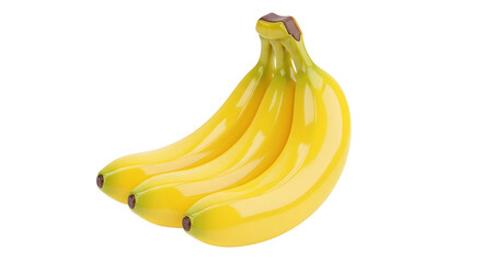 Ripe yellow bananas with brown stems against a transparent black background. The bananas are arranged in a bunch showing texture and details of the fruit. Suitable for food and healthy eating themes.