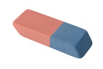 Classic two-tone eraser isolated on transparent background, ready for compositing into any project