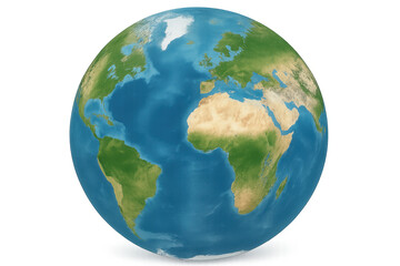 Fototapeta premium Photorealistic 3d rendering of planet earth rotating, featuring continents like europe, africa, and america, isolated on a transparent background