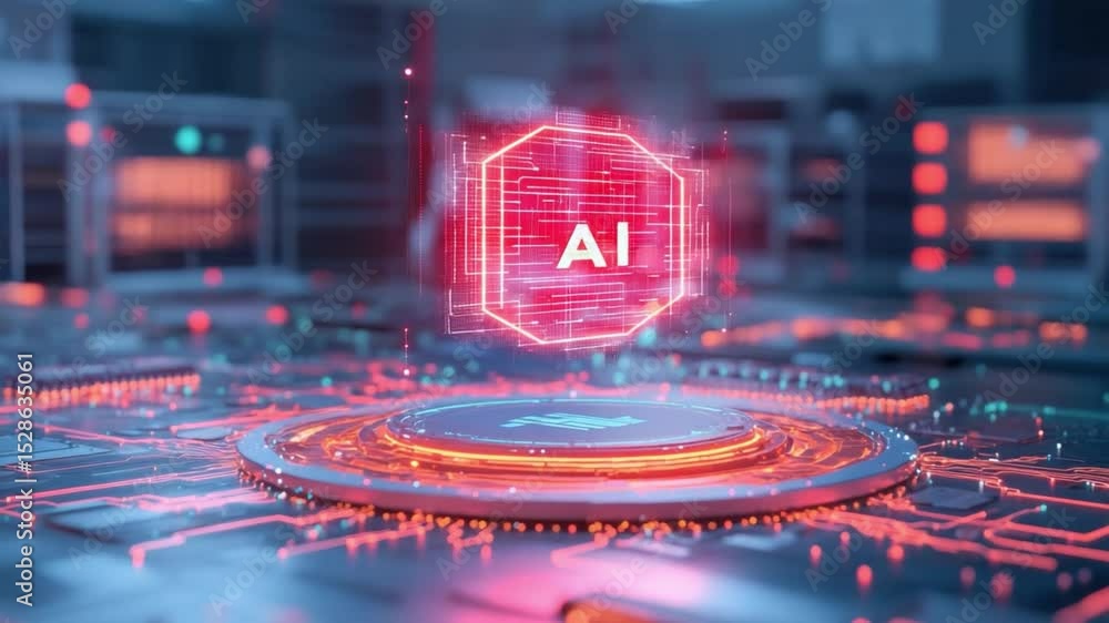 Poster ai technology at core: capturing the essence of artificial intelligence, this image showcases a glow