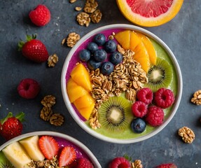 healthy breakfast with fruits and berries