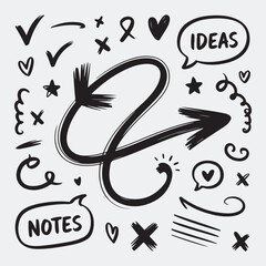 Obraz premium Hand-Drawn Doodle Symbols and Icons Collection for Design