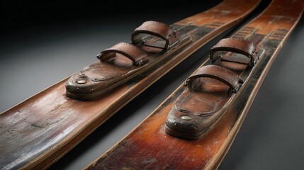 old wooden skis.