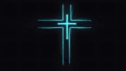 a glowing cross on a black generative AI