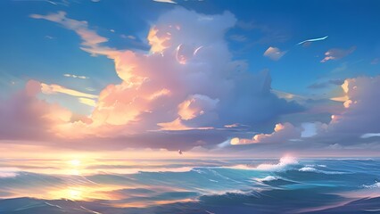 beautiful sea and ocean with cloud on blue sky unreal engine 