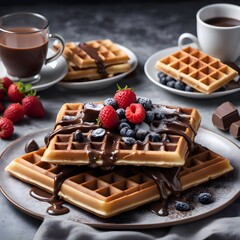 waffles de Choco simple and hyper realistic photography 