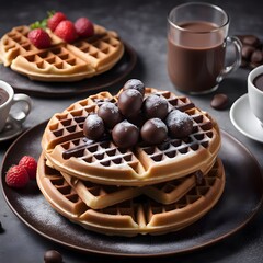 waffles de Choco simple and hyper realistic photography 