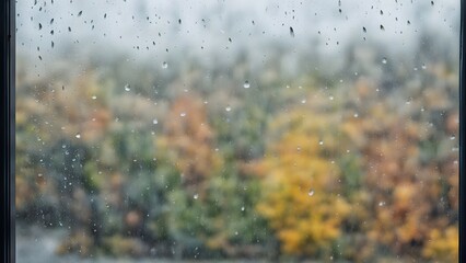 warm autumn rain outside the window