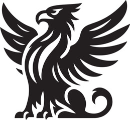 Majestic Black Griffin Heraldic Vector