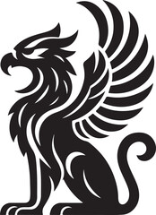 Majestic Black Griffin Heraldic Vector
