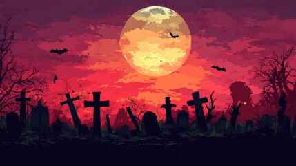 graveyard silhouette halloween Abstract Background