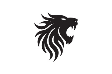 Fototapeta premium Tribal Roar logo icon silhouette vector with white background