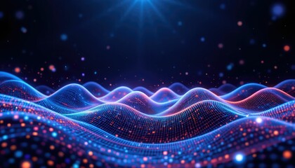 Illustration of a digital shine line waves idea technological network.