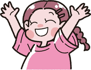 両手を上げて喜んでいる女の子のイラスト