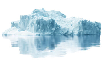 Majestic iceberg floating on calm water isolated on a white background